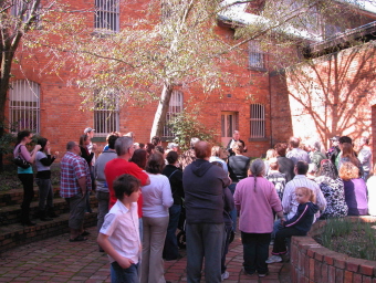 Anne E. Stewart conducting a ghost tour on the SMB Campus, 2007. (Cat. No.7714 )