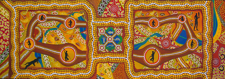 Raymond Cape York Hunting Grounds: My Journeys, 2014 acrylic on canvas 58 x 183cm Courtesy the artist