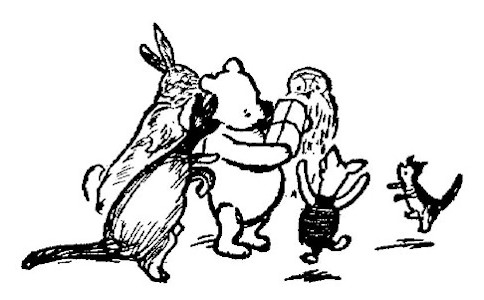 Winnie the Pooh opening a present