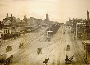 Sturt Street, c1900. The Post Office Tower can be seen on the right hand side of the photo.
