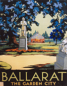 Nornie Gude  Ballarat – The Garden City, 1934  gouache on paper. Federation University Art Collection.
