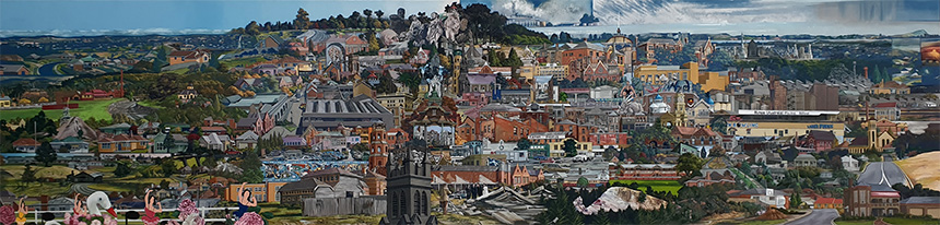 A painted view of Ballarat's CBD in 1998