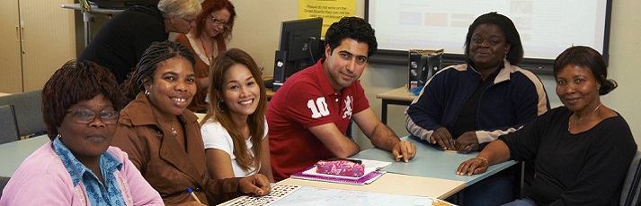 Students seated around a table