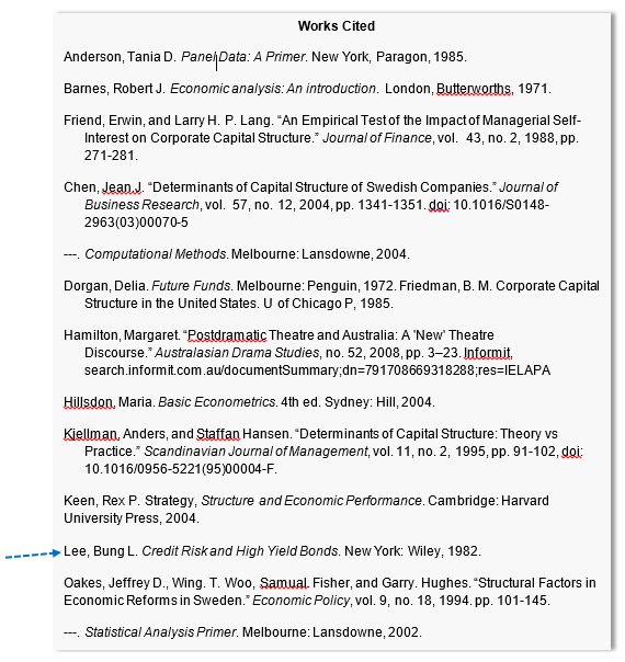 sample mla works cited page for websites