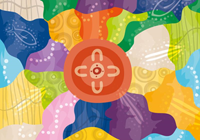 Colourful Indigenous Australia artwork 