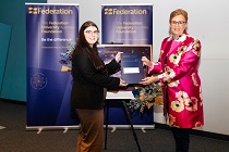 2022 Foundation Commencing Scholarship recipient Tahliya Cullivan and Ms Rhonda Whitfield, Deputy Chancellor